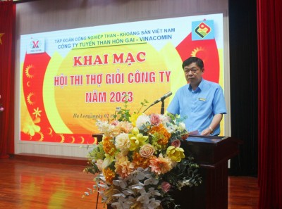Đồng chí: Phạm Hồng Thanh - Bí thư Đảng ủy, Giám đốc Công ty phát biểu khai mạc hội thi thợ giỏi năm 2023.